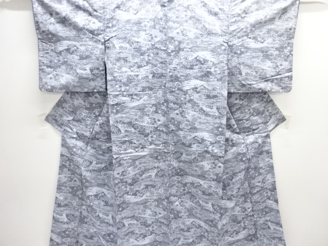 JAPANESE KIMONO / TSUMUGI / WOVEN FLORAL PLANTS